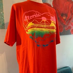 Vintage Red Florida T Shirt Adult Womens L Large Tee Hef-T Ocean 90s USA